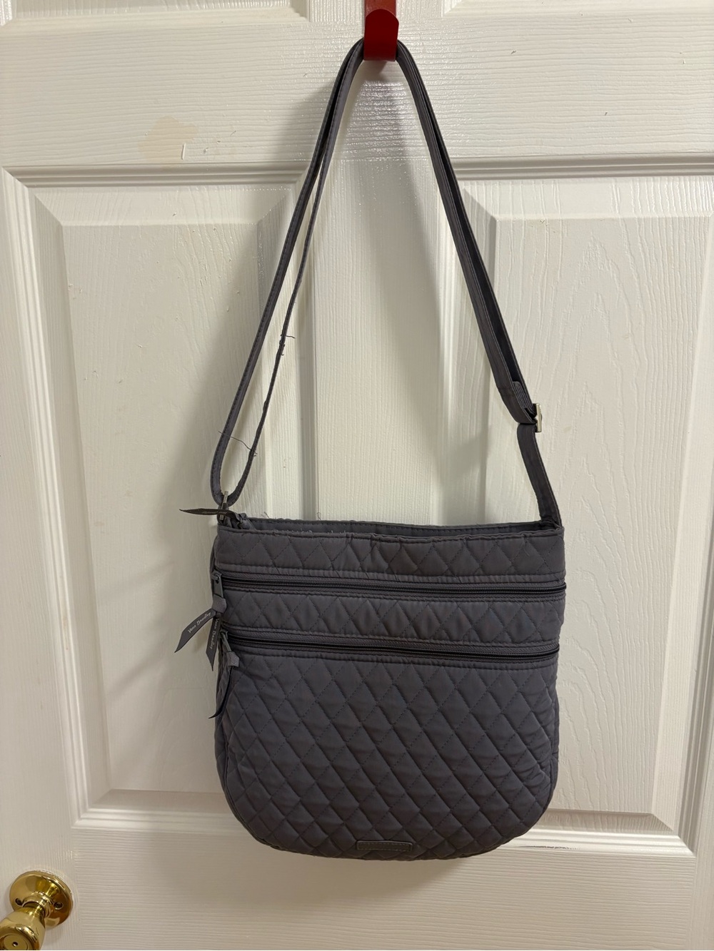 Vera Bradley Trio Zip Hipster crossbody bag in a quilted charcoal gray
